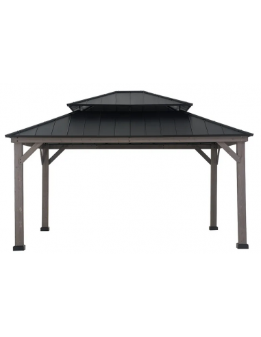 RYSY Pavillon i cedertræ og stål H317 x B451,6 x D393,6 cm - Grå/Antracit