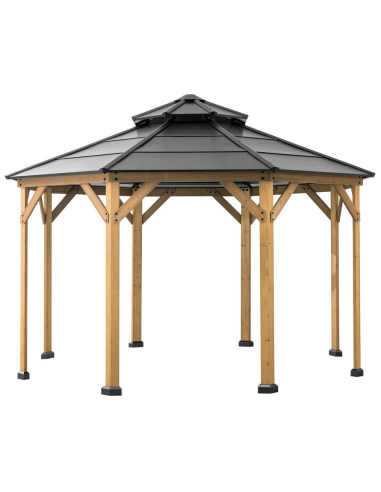 EGGI Pavillon i cedertræ og stål H318 x Ø395,7 cm - Natur/Antracit