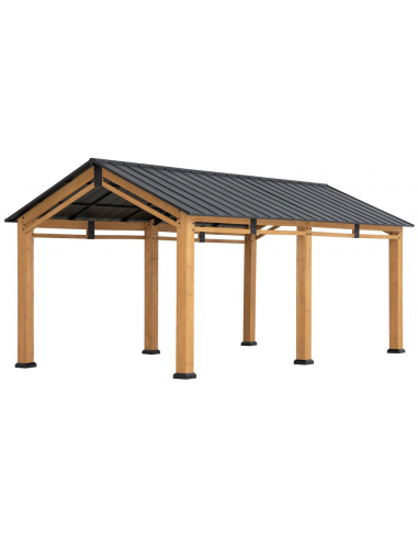 DIRAN Pavillon i cedertræ og stål H290 x B603 x D335,5 cm - Natur/Antracit