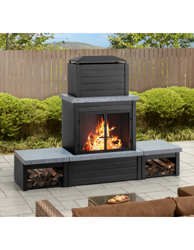 VULTURE Havepejs i stål H147,5 x B193,5 x D51 cm - Betongrå/Antracit