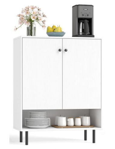 Køkkenskab i metal og møbelplade H95 x B75 x D35 cm - Sort/Hvid