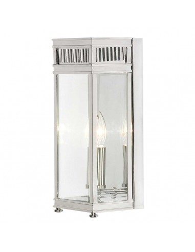 Holborn Udendørs væglampe i messing og glas H31 cm 1 x E14 - Poleret krom/Klar