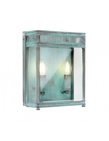 Holborn Udendørs væglampe i messing og glas H31 cm 2 x E14 - Irgrøn/Klar