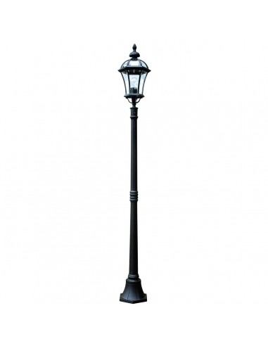 LEDBURY Udendørs lampemast i aluminium og glas H192,4 cm 1 x E27 - Sort/Klar