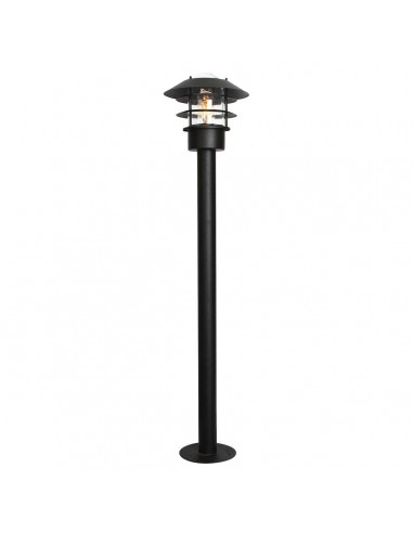 HELSINGØR Udendørs bedlampe i rustfri stål og glas H100 cm 1 x E27 - Sort/Klart