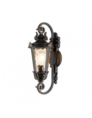 BALTIMORE Udendørs væglampe i aluminium og glas H55 cm 1 x E27 - Antik bronze/Rav