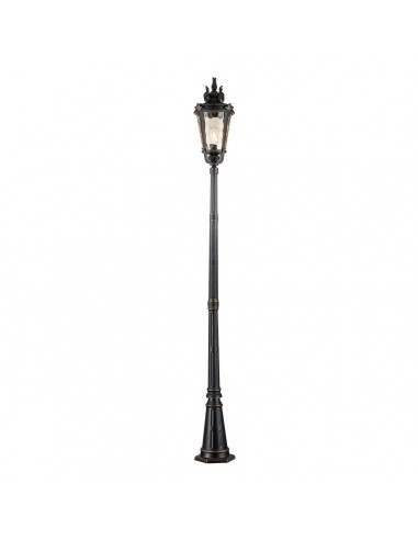 BALTIMORE Udendørs lampemast i aluminium og glas H239 cm 1 x E27 - Antik bronze/Rav