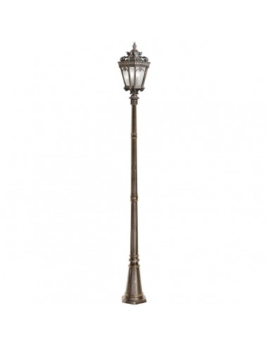 TOURNAI Udendørs lampemast i aluminium og glas H295 cm 3 x E14 - Antik brun/Frostet