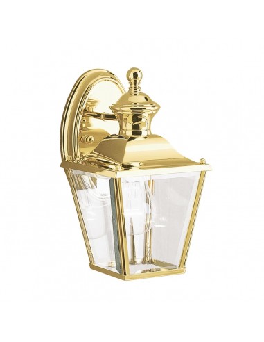 BAY SHORE Udendørs væglampe i messing og glas H26,3 cm 1 x E27 - Poleret messing/Klar