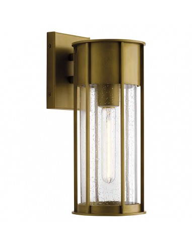 CAMILLO Udendørs væglampe i aluminium og glas H37,5 cm 1 x E27 - Messing/Klar med dråbeeffekt