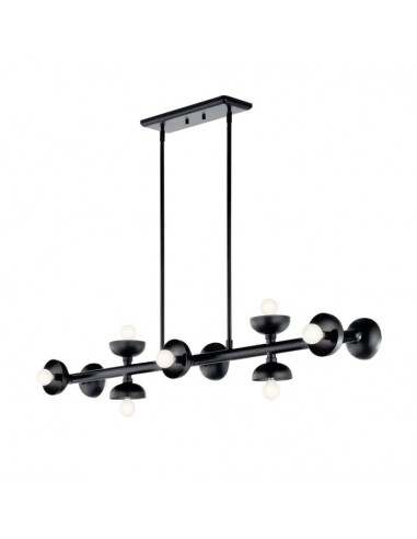 PALTA Langbordspendel i stål 121,9 x 18,6 cm 10 x E14 - Satineret sort