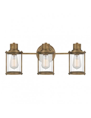 RIGGS Badeværelselampe i stål og glas B56 cm 3 x E27 - Antik messing/Klar