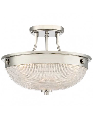 MANTLE Plafond i stål og glas Ø32,7 cm 2 x E27 - Sølv/Prisme