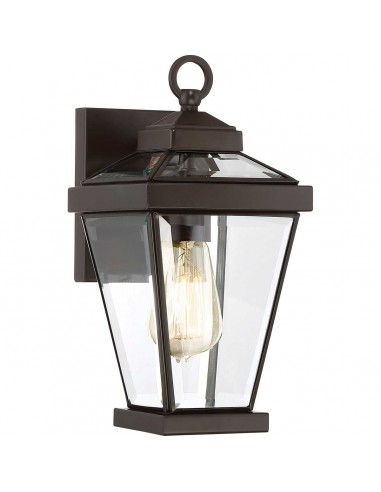 RAVINE Udendørs væglampe i stål og glas H31,8 cm 1 x E27 - Antik bronze/Klar