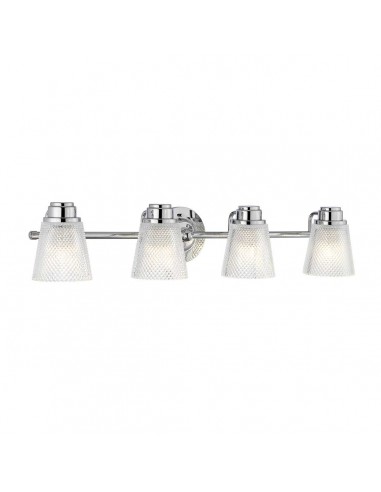 HUDSON Badeværelselampe i stål og glas B81,8 cm 4 x 3W G9 LED - Poleret krom/Prisme