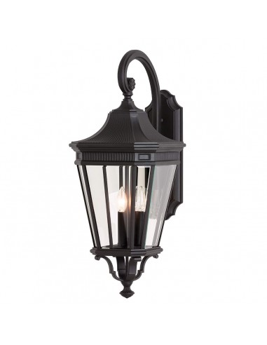 COTSWOLD LANE Udendørs væglampe i aluminium og glas H76,3 cm 3 x E14 - Sort/Klar