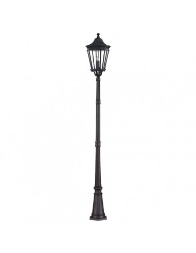 COTSWOLD LANE Udendørs lampemast i aluminium og glas H257 cm 3 x E14 - Sort/Klar