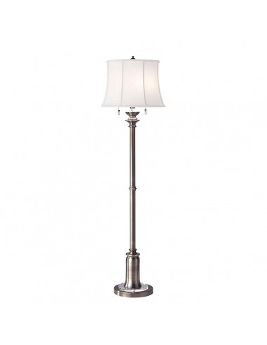 STATEROOM Gulvlampe i stål og bomuld H158 cm 2 x E27 - Antik nikkel/Hvid