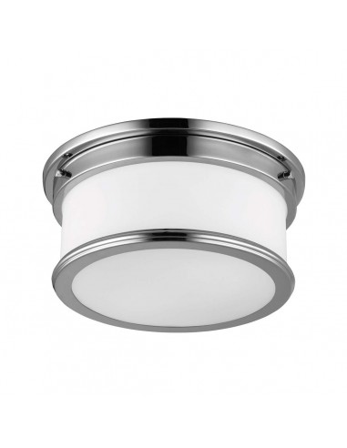 PAYNE Badeværelselampe i stål og opalglas Ø31,9 cm 2 x E27 - Poleret krom/Opalhvid