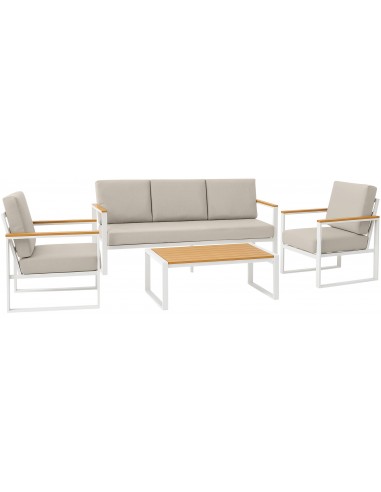 RUDY Loungesæt i aluminium, komposit og polyester - Hvid/Natur/Creme
