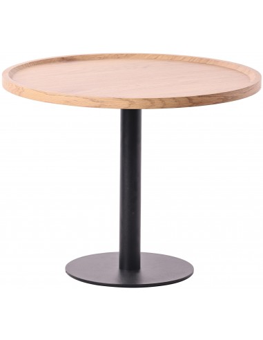 Rundt sofabord i metal og møbelplade Ø60 cm - Mat sort/Natur