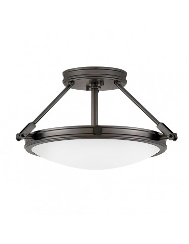 COLLIER Plafond i stål og glas Ø41,7 cm 3 x E14 - Oxideret sort/Opalhvid