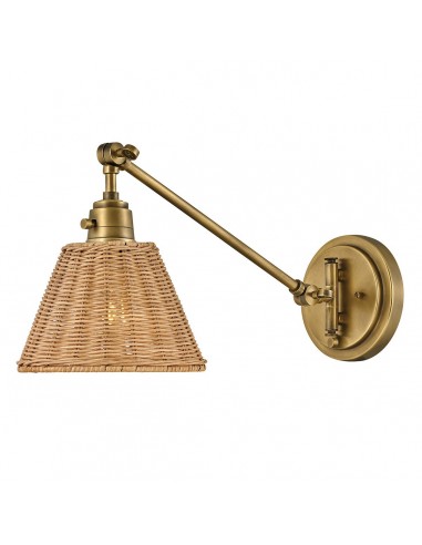 ARTI Væglampe i stål og rattan H24,2 cm 1 x E27 - Antik messing/Natur