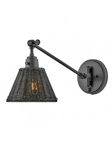 ARTI Væglampe i stål og rattan H24,2 cm 1 x E27 - Mat sort/Sort