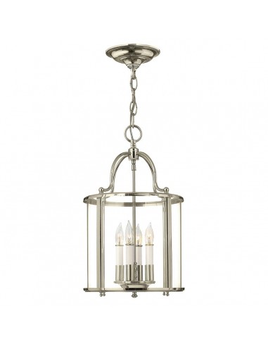 GENTRY Lysekrone i stål og glas Ø29,7 cm 4 x E14 - Poleret nikkel/Klar