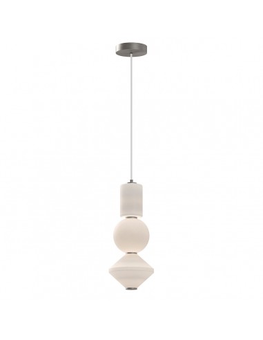 BIJOU Loftlampe i stål og opalglas Ø19,8 cm 20W LED - Børstet nikkel/Mat opalhvid