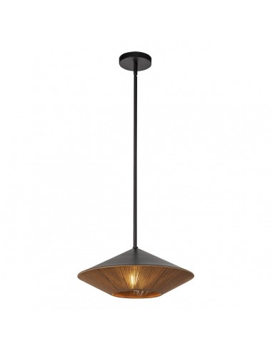 DAPHNE Loftlampe i stål og natur reb Ø38,1 cm 1 x E27 - Mat sort/Naturbrun