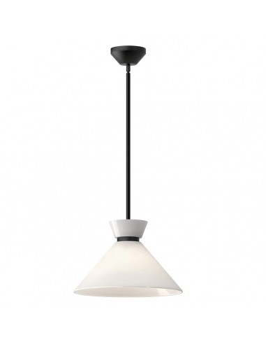 HALSTON Loftlampe i stål og opalglas Ø35,8 cm 1 x E27 - Mat sort/Opalhvid