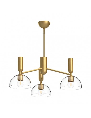 JUDE Lysekrone i stål og glas Ø96,8 cm 3 x E14 - Børstet guld/Klar