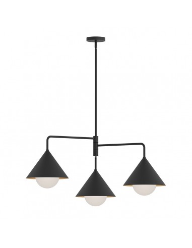 REMYCK Lysekrone i stål og opalglas Ø96,5 cm 3 x E27 - Mat sort/Opalhvid