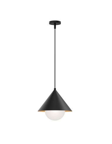 REMYCK Loftlampe i stål og opalglas Ø34,3 cm 1 x E27 - Mat sort/Opalhvid