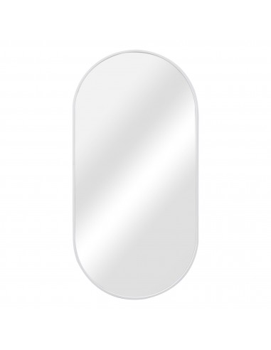Ovalt badeværelsesspejl i aluminium og glas 80 x 40 cm - Hvid