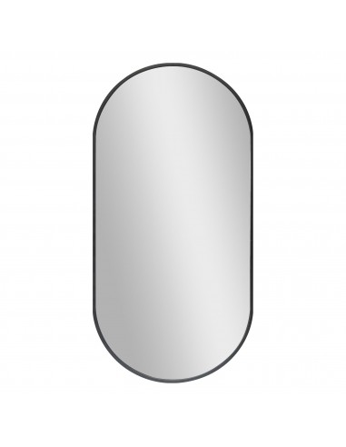 Ovalt badeværelsesspejl i aluminium og glas 80 x 40 cm - Sort