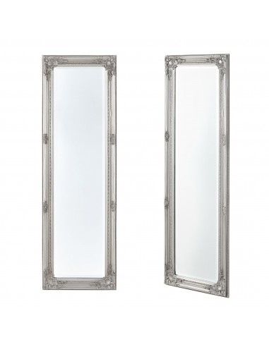 Vægspejl i eucalyptustræ og glas H132 x B42 cm - Antik sølv