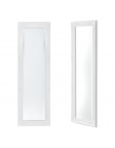 Vægspejl i eucalyptustræ og glas H132 x B42 cm - Antik hvid