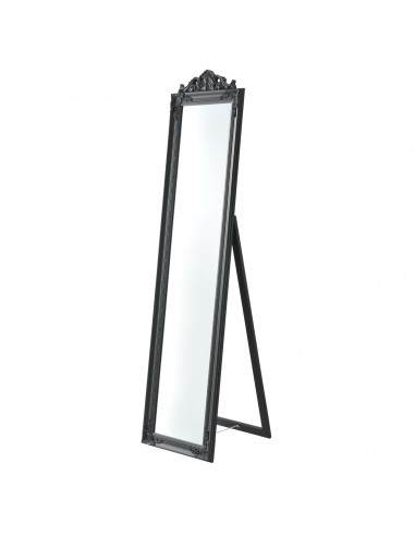 Gulvspejl i eucalyptustræ og glas H160 x B40 cm - Antik mørkegrå