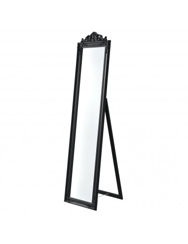 Gulvspejl i eucalyptustræ og glas H160 x B40 cm - Antik sort