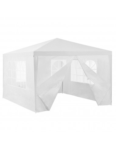 Havepavillon med sider i stål og polyethylene 400 x 300 cm - Hvid