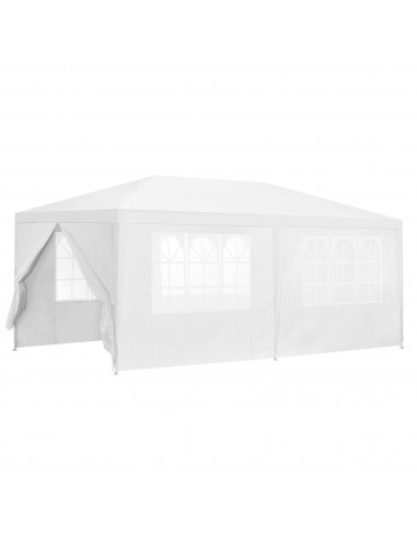 Havepavillon med sider i stål og polyethylene 600 x 300 cm - Hvid