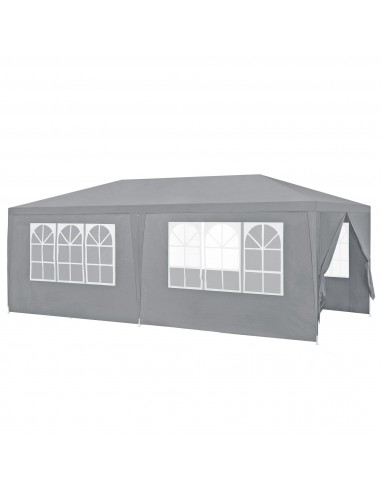Havepavillon med sider i stål og polyethylene 600 x 300 cm - Grå