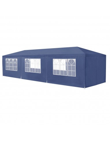 Havepavillon med sider i stål og polyethylene 900 x 300 cm - Blå