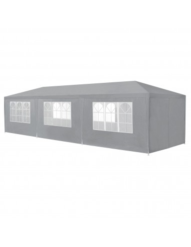 Havepavillon med sider i stål og polyethylene 900 x 300 cm - Grå