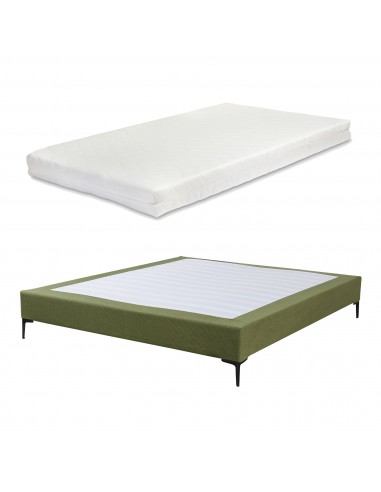 CORDY Sengeramme med madras i ripcord polyester 160 x 200 cm - Grøn