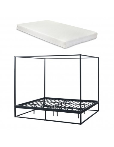 KRISTIAN Himmelseng med koldskumsmadras i metal 180 x 200 cm - Sort