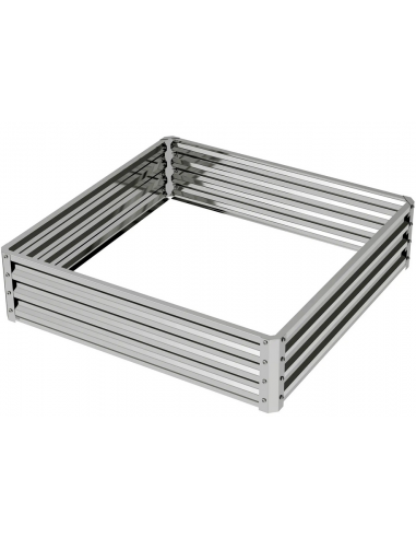 Højbed uden bund i forzinket stål H30 x B120 x D120 cm - Sølv