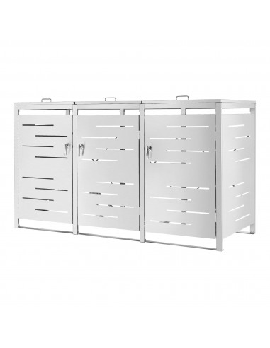 Skraldespandsskjuler til spande i rustfri stål H116 x B196 x D80 cm - Rustfri stål